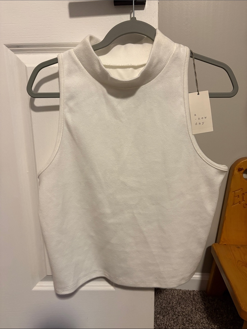 a new day White Sleeveless Mock Neck Ribbed Tank